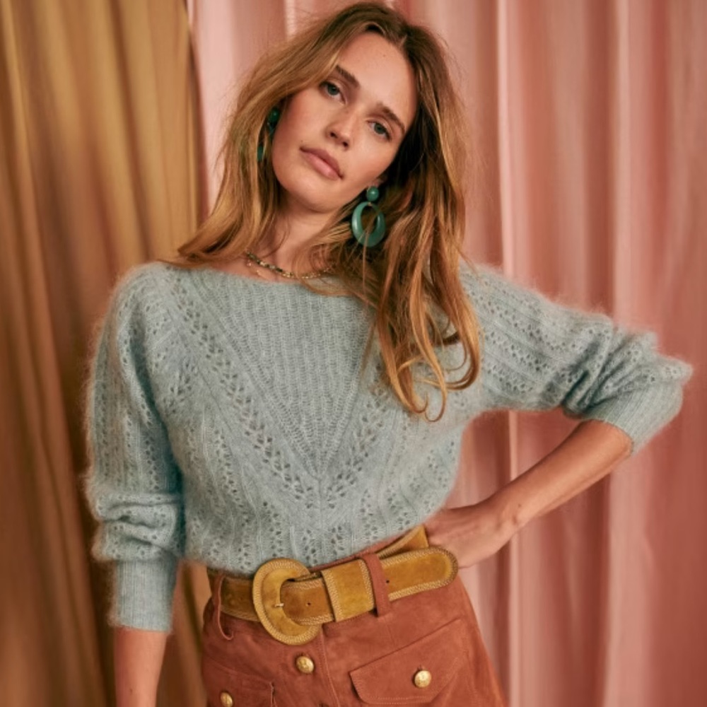 Sezane Rosa Jumper in Sea Mist XS